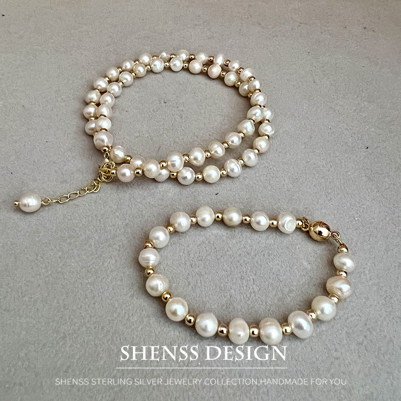 Classic Temperament Natural 5- - đánh giá và giá Pearl Necklace Set