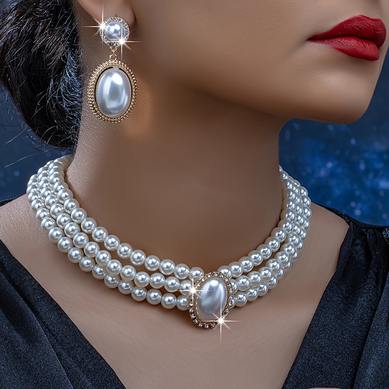 stylish Imitation Pearl neckla - đánh giá và giá Pearl Necklace Set