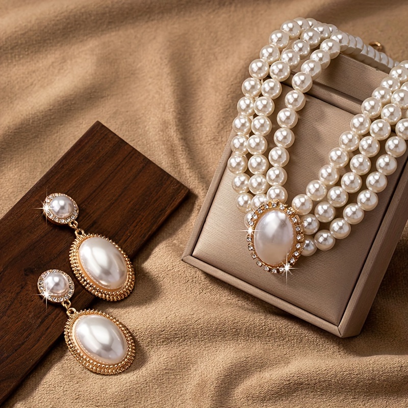 stylish Imitation Pearl neckla - đánh giá và giá Pearl Necklace Set