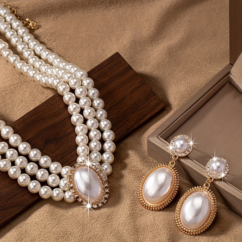 stylish Imitation Pearl neckla - đánh giá và giá Pearl Necklace Set