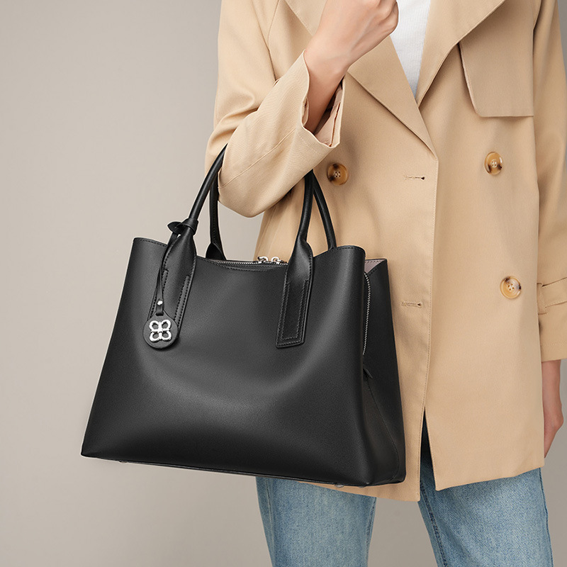 Women Black Genuine Leather St - đánh giá và giá Shoulder Bag Structured