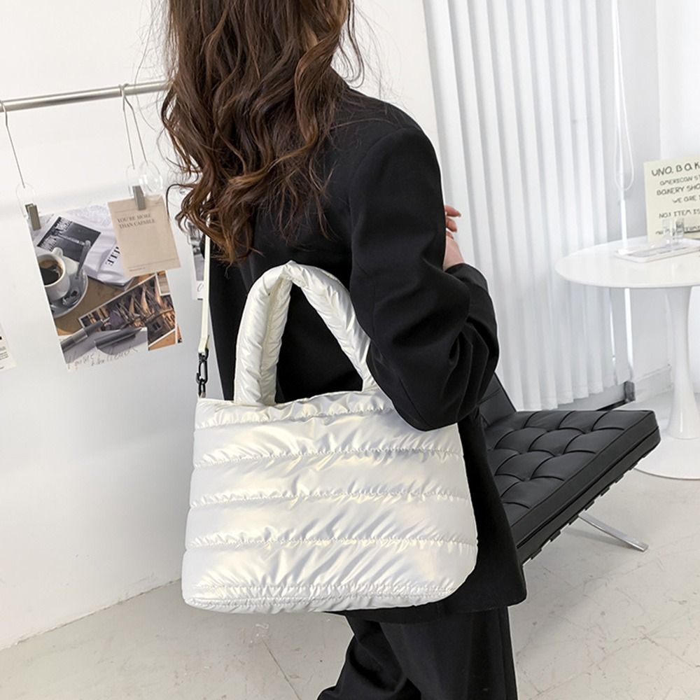Women Puffer Tote Bag Quilted  - đánh giá và giá Shoulder Bag Structured