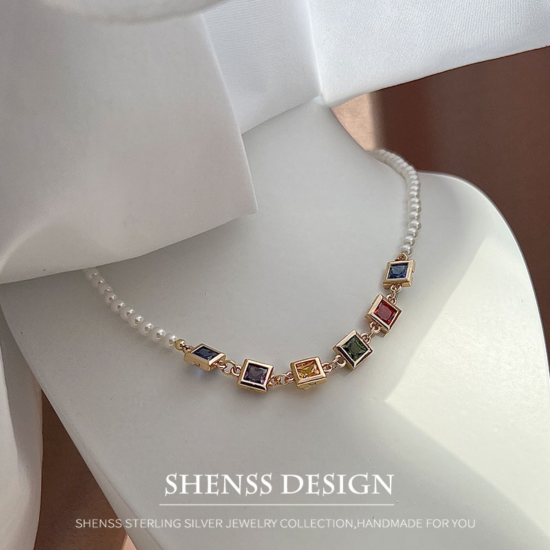 Imitation Pearl Square Zircon  - đánh giá và giá Pearl Necklace Set