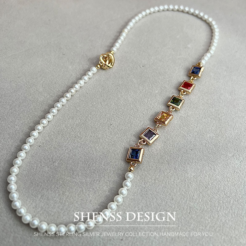 Imitation Pearl Square Zircon  - đánh giá và giá Pearl Necklace Set