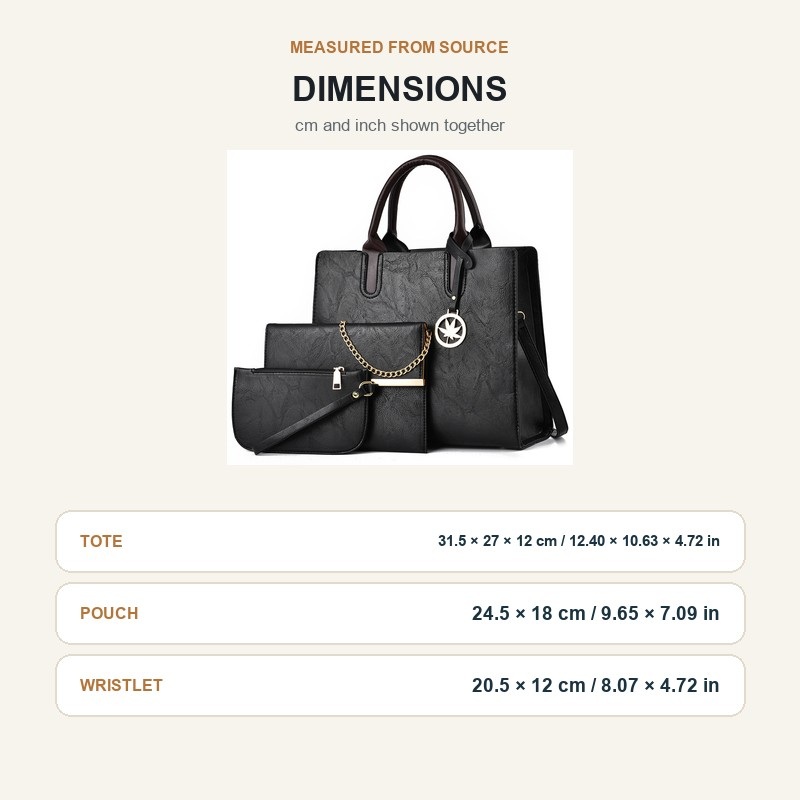 Women's 3 Piece Handbag Set La - đánh giá và giá Shoulder Bag Structured